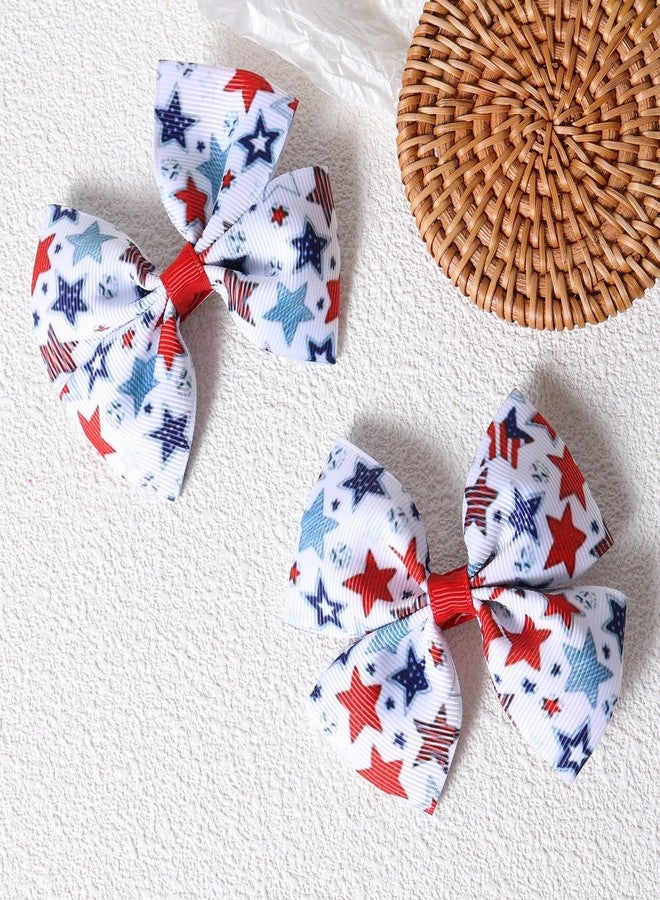 Miroksh 6pcs Patriotic Hair Bow Clips for Toddler Baby Teen Girls 4th of July Red White Blue Ribbon Hairpins Women Kids Independence Memorial Day Party Favor Gift Outfits Decoration Accessories - Image 2