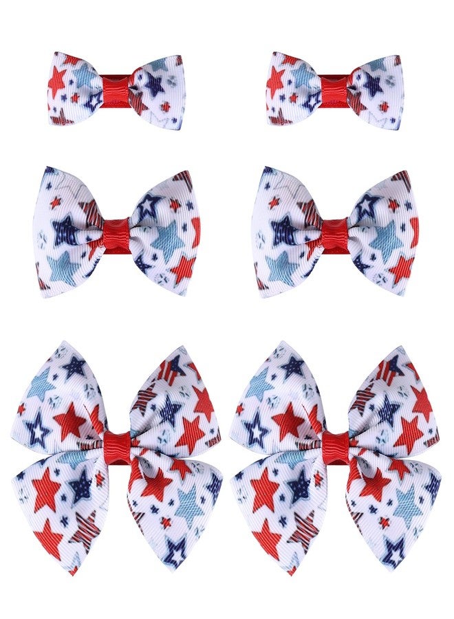 Miroksh 6pcs Patriotic Hair Bow Clips for Toddler Baby Teen Girls 4th of July Red White Blue Ribbon Hairpins Women Kids Independence Memorial Day Party Favor Gift Outfits Decoration Accessories - Image 1