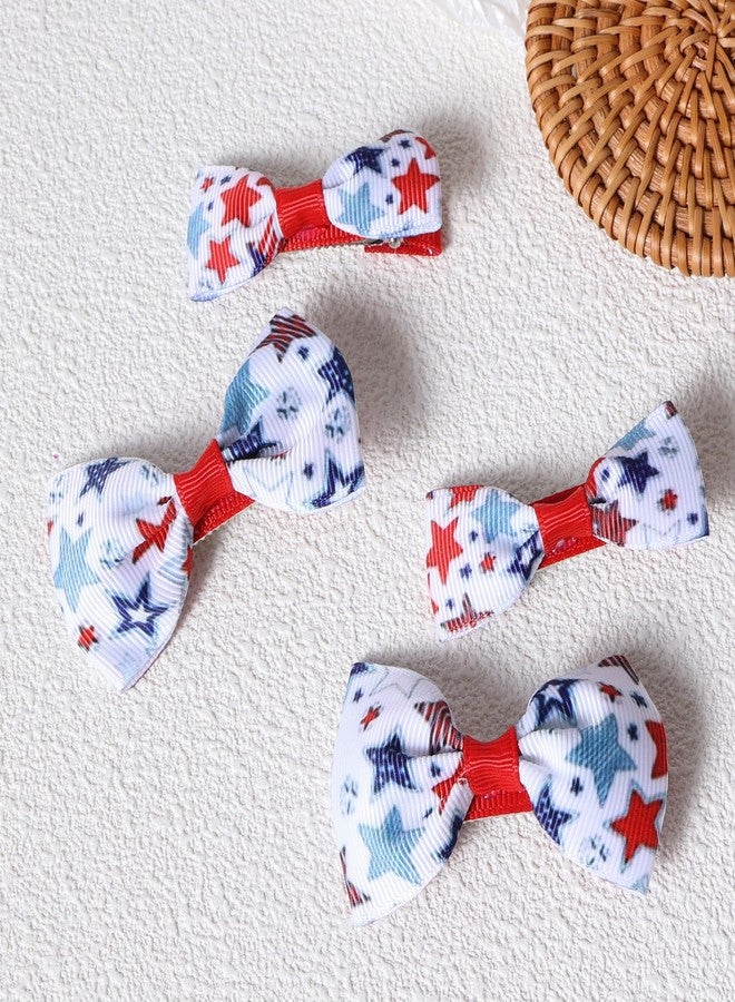 Miroksh 6pcs Patriotic Hair Bow Clips for Toddler Baby Teen Girls 4th of July Red White Blue Ribbon Hairpins Women Kids Independence Memorial Day Party Favor Gift Outfits Decoration Accessories - Image 3