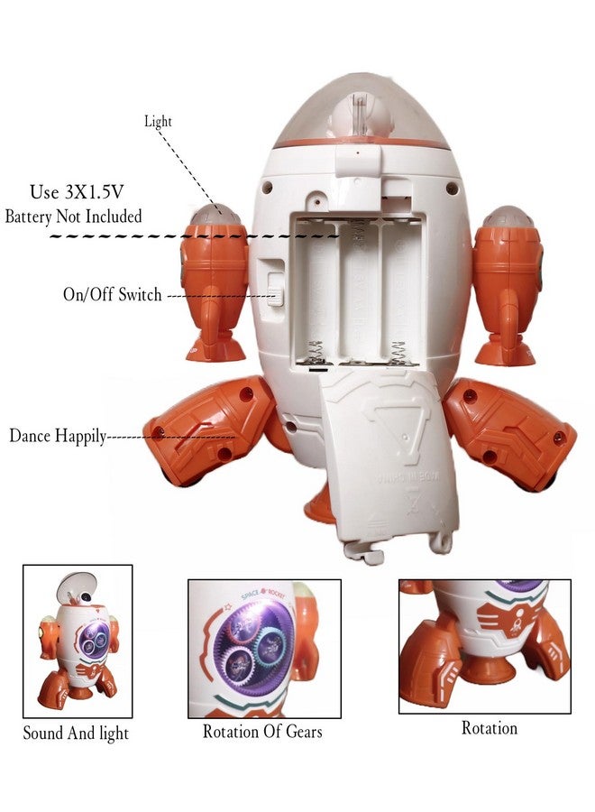 بلس بوينت لعبة روبوت راقص على شكل صاروخ فضاء من PLUSPOINT للأطفال - متعدد الألوان | يأتي مع خاصية الدوران 360 درجة والموسيقى والإضاءة | لعبة تفاعلية ومرحة للأطفال من سن 3 سنوات فما فوق - Image 4