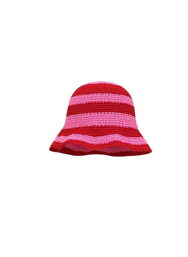 Molodo Crochet Bucket Hat for Women Knitted Fisherman Hat Colorful Stripes Handmade Bucket Cap for Vacation Casual Fishing Hat - Image 1