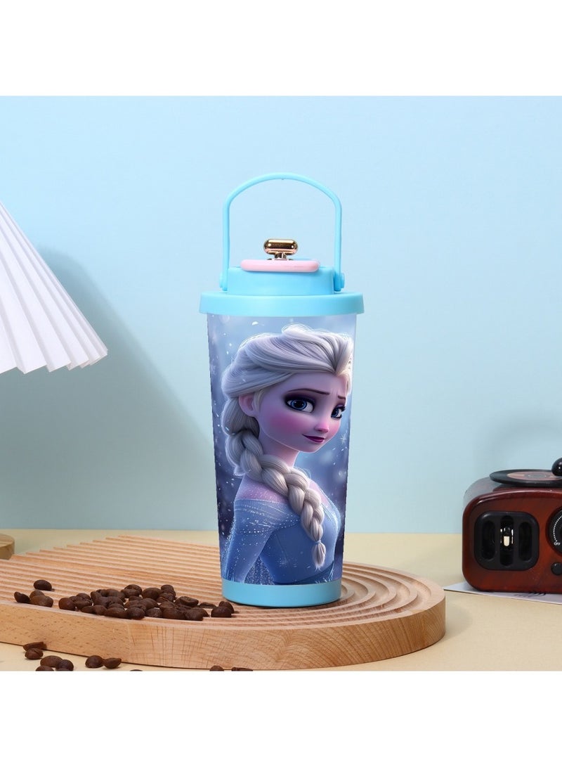 ديزني كوب سفر ديزني فروزن إلسا ٥٠٠ مل عازل للحرارة بطبعة كرتون - ستانلس ستيل ٣١٦ مقاوم للتسريب هدية جاهزة - Image 1