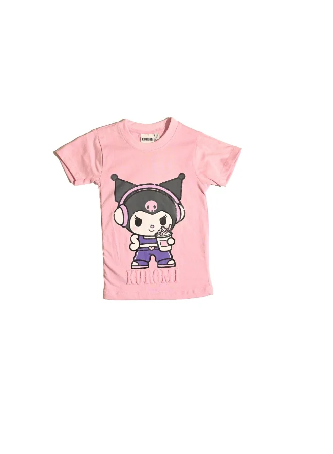 kuromi تي شيرت كورومي للبنات بأكمام قصيرة