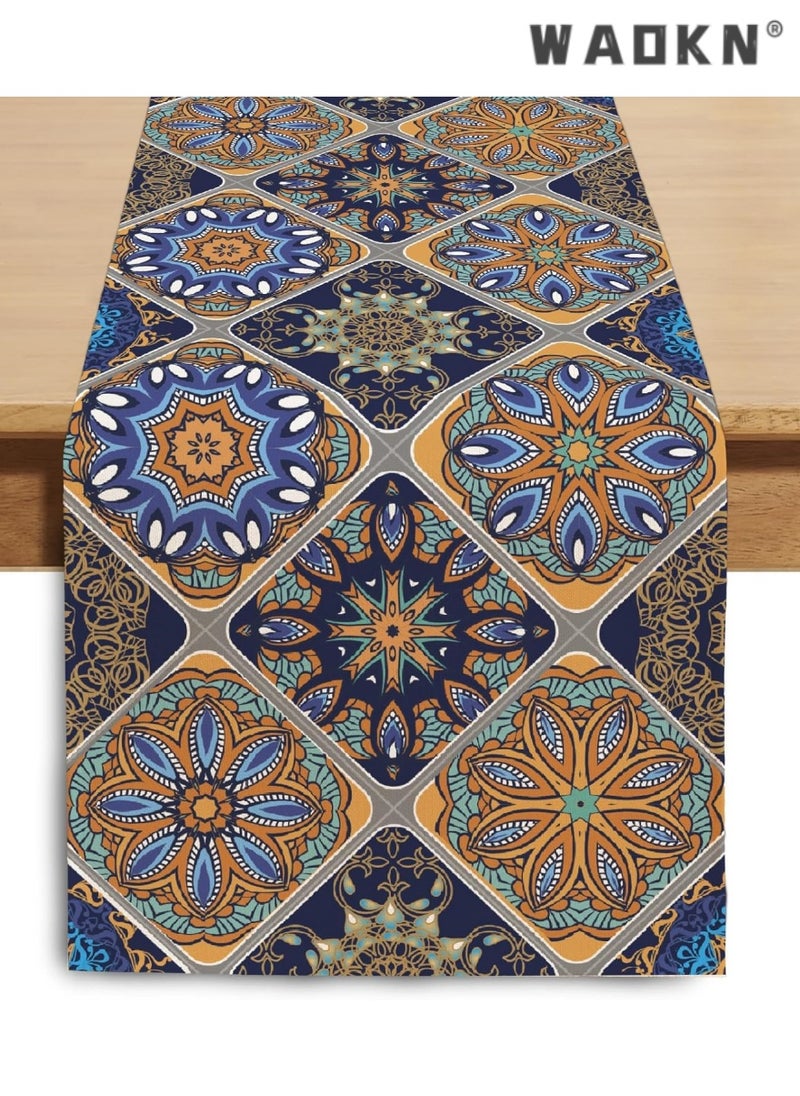 WAOKN Boho Table Runner, Vintage Bohemian-Inspired Seasonal Table Runners for Party, Kitchen, Dining, Coffee Table, Versatile Indoor & Outdoor Use, Machine Washable, Home Decor  - Image 1