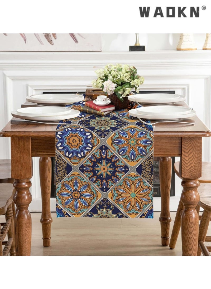 WAOKN Boho Table Runner, Vintage Bohemian-Inspired Seasonal Table Runners for Party, Kitchen, Dining, Coffee Table, Versatile Indoor & Outdoor Use, Machine Washable, Home Decor  - Image 3