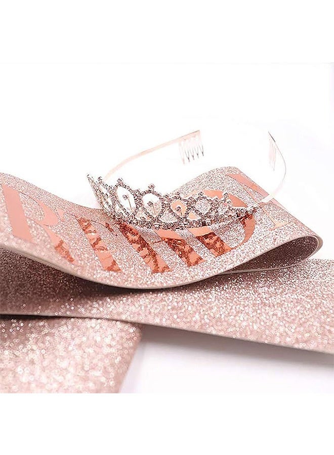 MXN Birthday Girl Headbands Sash Tiara Crown, 2 Pcs Birthday Girl Sash & Rhinestone Tiara Kit, Birthday Gifts Glitter Birthday Sash Birthday Party Favors - Image 5