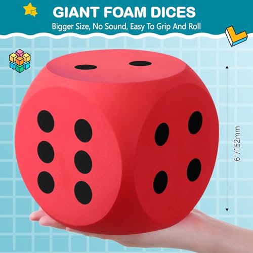 Shappy 6 Inches Foam Dice Fun Filled Large Educational Toy Kawaii Giant Dice Decorative Eva Foam Jumbo Cube Big Square Building Blocks for Game Nights Learning SessionsRed and Green2 Pcs - Image 5