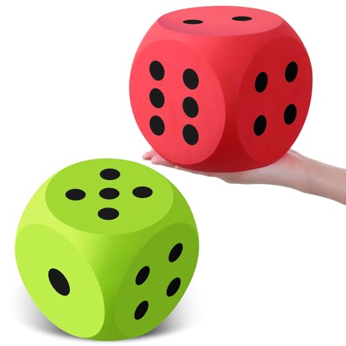 Shappy 6 Inches Foam Dice Fun Filled Large Educational Toy Kawaii Giant Dice Decorative Eva Foam Jumbo Cube Big Square Building Blocks for Game Nights Learning SessionsRed and Green2 Pcs - Image 1