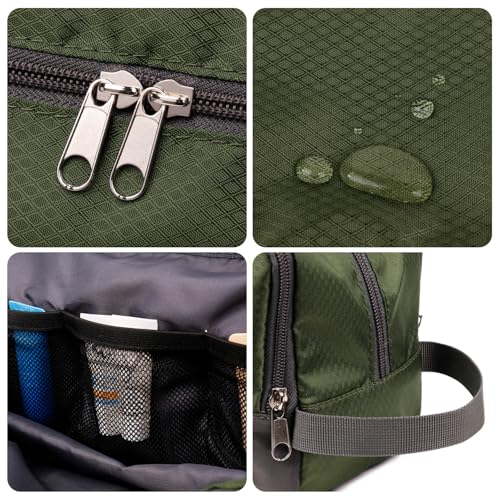 WANDF Toiletry Bag for Men Hanging Dopp Kit Water Resistant Shaving Bag Small Toiletry Bag for Traveling (Army Green) - Image 4