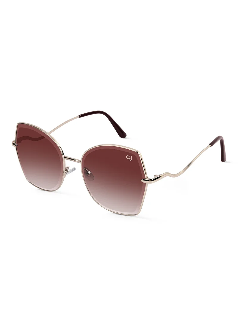 Woggles Latest & Stylish UV Protected Golden Oversized Sunglasses for Women