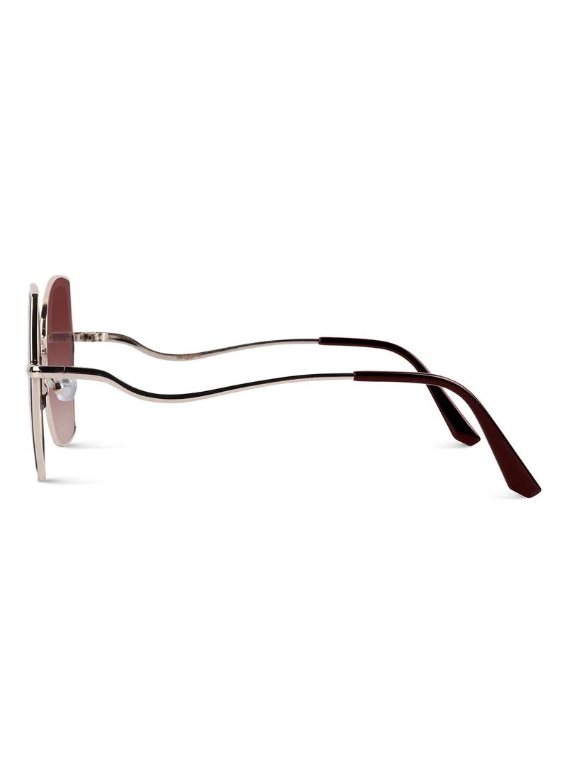 Woggles Latest & Stylish UV Protected Golden Oversized Sunglasses for Women