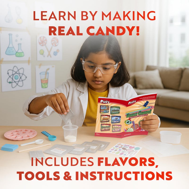 Playz Edible Candy Making Science Kit for Kids Ages 8-12 Years Old - Food Science Chemistry Kid Science Kit with 40 Experiments to Make Your Own Chocolates, Educational Science Kits for Boy & Girls - Image 5