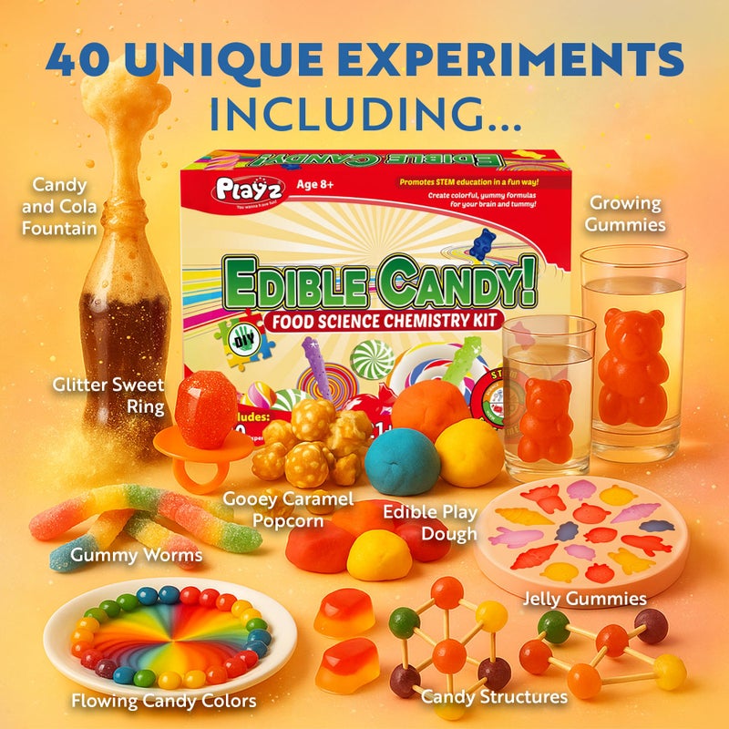 Playz Edible Candy Making Science Kit for Kids Ages 8-12 Years Old - Food Science Chemistry Kid Science Kit with 40 Experiments to Make Your Own Chocolates, Educational Science Kits for Boy & Girls - Image 3