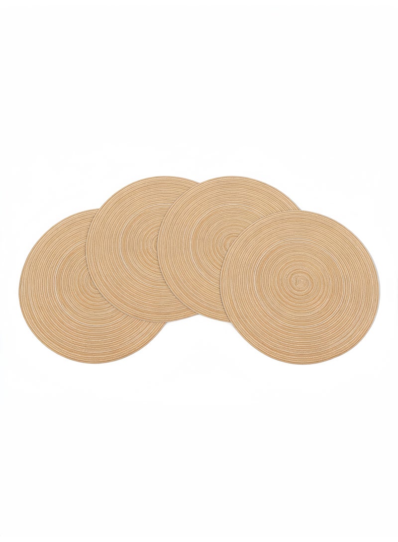 Round Placemats Set of 4 Woven Braided Kitchen Table Placemats 15 inch Round Heat Resistant Place Mats Washable Table Mats Indoor Outdoor, khaki - Image 1