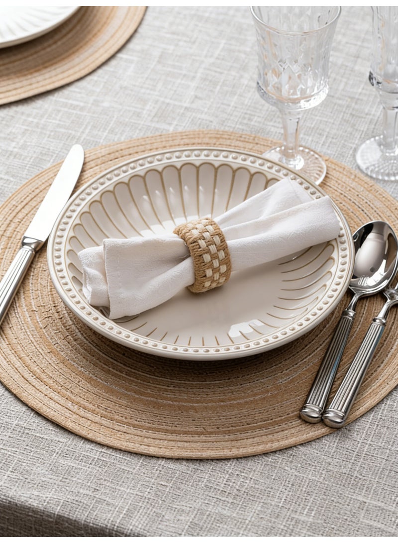 Round Placemats Set of 4 Woven Braided Kitchen Table Placemats 15 inch Round Heat Resistant Place Mats Washable Table Mats Indoor Outdoor, khaki - Image 3