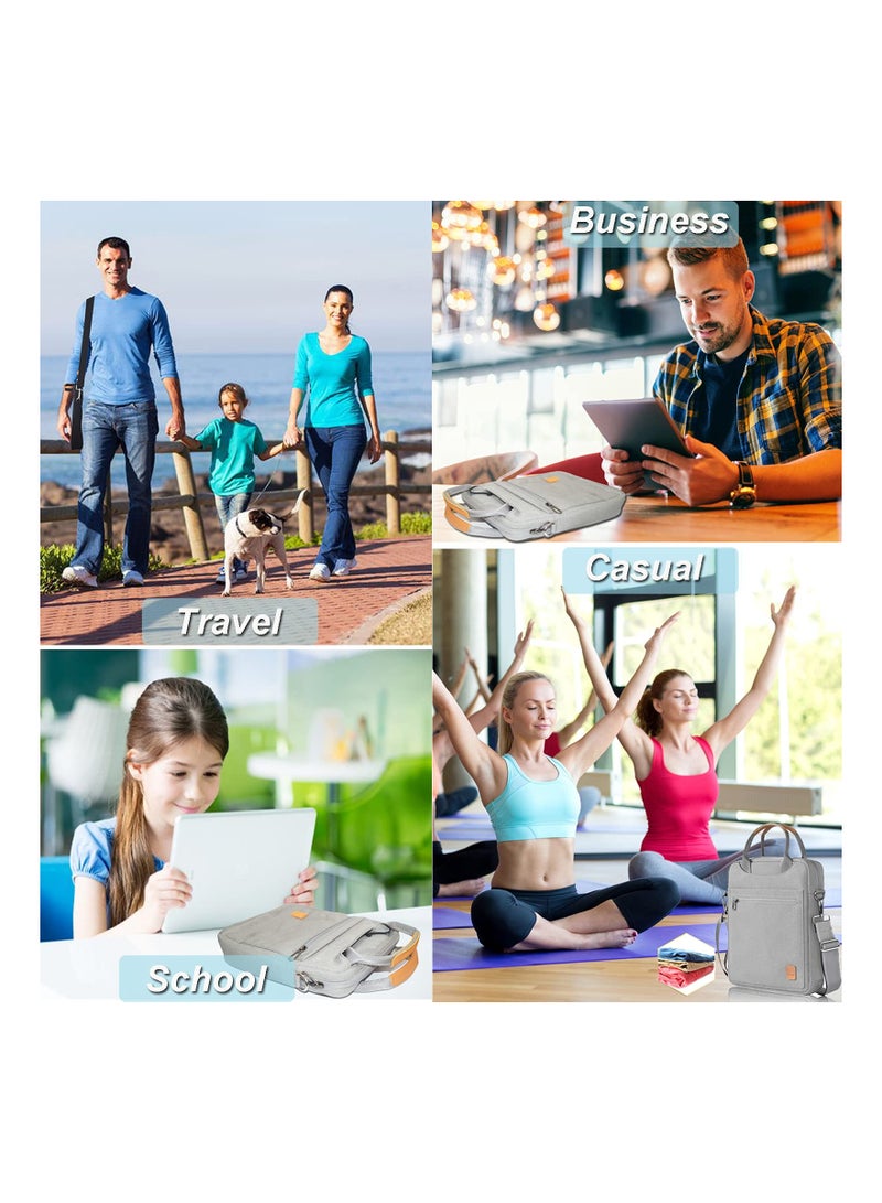 SYOSI 9 to 11 Inch Tablet Shoulder Bag Briefcase Laptop Sleeve Waterproof Crossbody Carrying Case for 11In iPad Pro 10.5 10.9" Air Microsoft Surface Go 2 Galaxy Tab A 10.1 Grey - Image 2