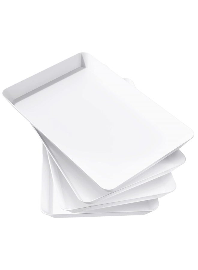 Lifewit صينية تقديم بلاستيكية، أطباق تقديم للحفلات، 15" × 10" صينية طعام قابلة لإعادة الاستخدام للوجبات الخفيفة، الطعام، البسكويت، الحلويات، مجموعة من 4، خالية من BPA - Image 1