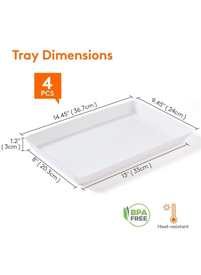 Lifewit صينية تقديم بلاستيكية، أطباق تقديم للحفلات، 15" × 10" صينية طعام قابلة لإعادة الاستخدام للوجبات الخفيفة، الطعام، البسكويت، الحلويات، مجموعة من 4، خالية من BPA - Image 2