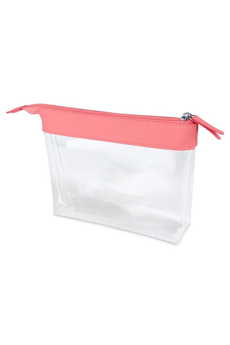 Tchibo Hand Luggage Make Up Pouch 17 H x 21 L x 3 W cm, Transparent and Pink - Image 3
