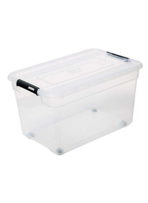 Multi Purpose Compact Durable Storage Box with Lid Clear 52 L 173650