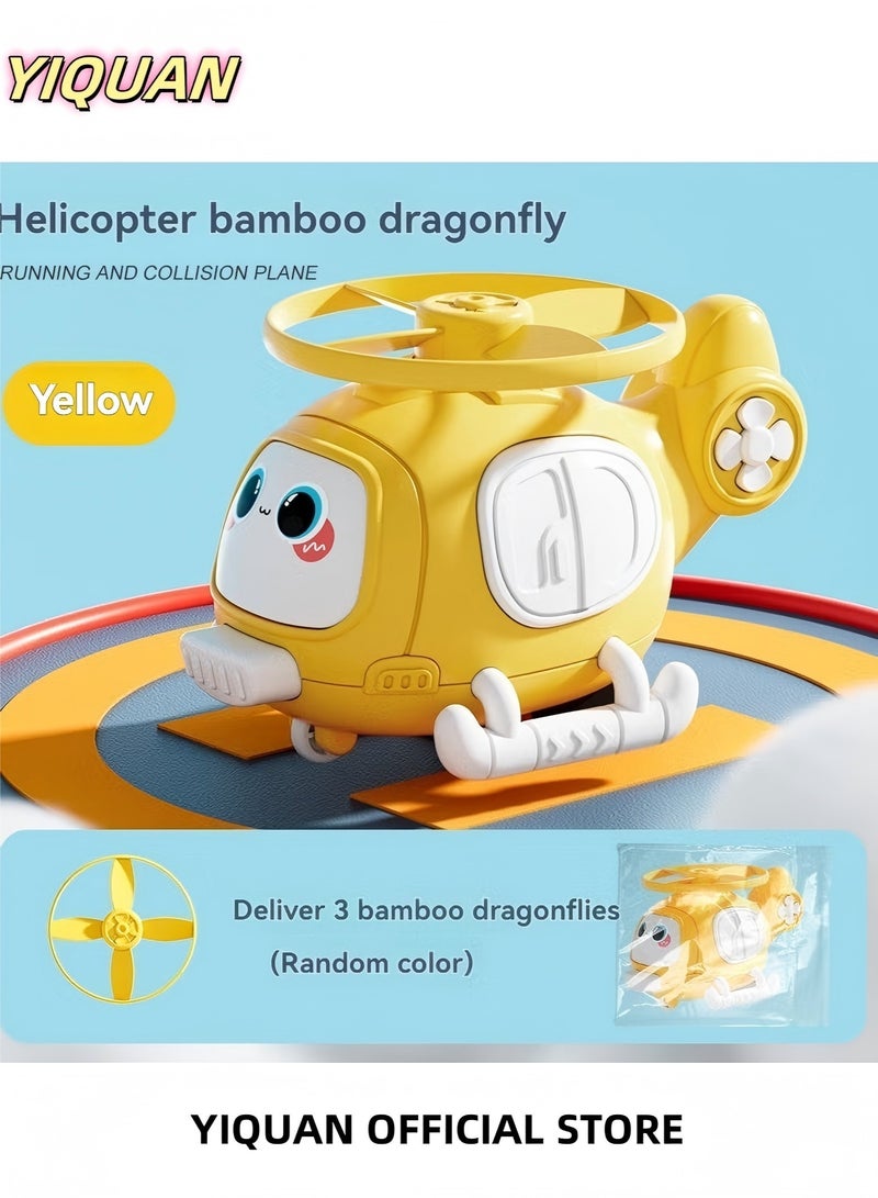 YIQUAN Children's rotating inertia toy aircraft: bamboo dragonfly, frisbee, airplane, helicopter, collision gift toy car, suitable for boys and girls in one package - Image 1
