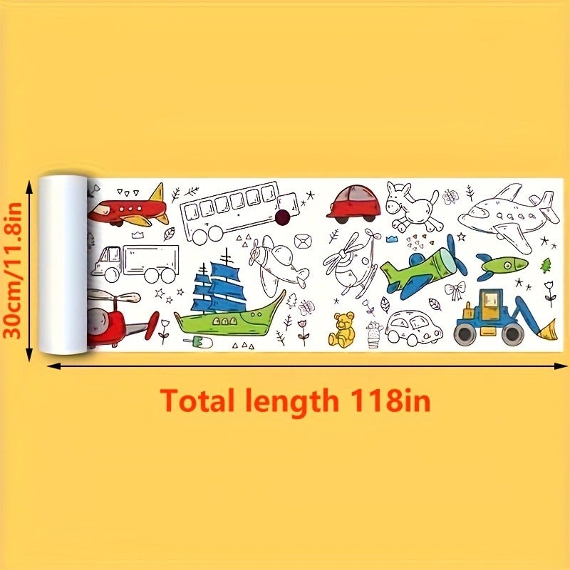 3-Meter Long Graffiti Paper Roll, Artistic Drawing Scroll for Kids - Perfect Gift for Creativity & Imagination - Image 4