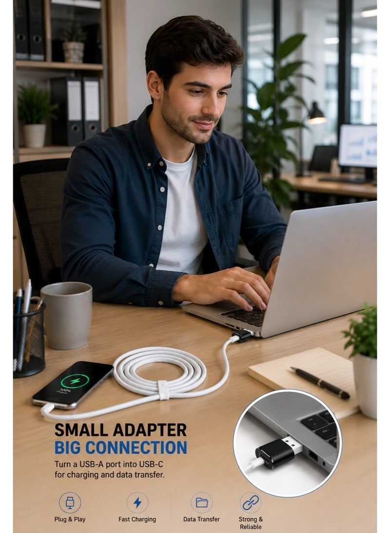 محول USB-C إلى USB-A OTG – منفذ USB Type-C أنثى إلى USB-A ذكر – محول صغير لنقل البيانات وتوصيل وحدات التخزين ولوحات المفاتيح والفأرات - Image 2
