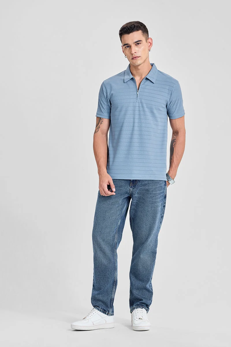 SNITCH Slim Fit Zipper Polo T-Shirt