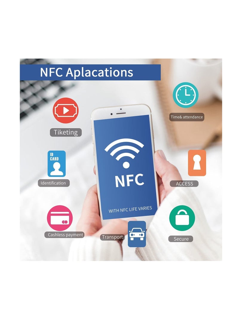 althiqahkey NFC Tags for iPhone Android Smartphones, Coated Paper Ntag213 Self-adhesive Stickers Ntag 213 RFID Key Token Tags Support 13.56mhz RFID NFC IC Mifare althiqahkey 100 pieces  - Image 5
