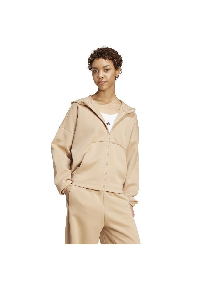 Adidas W Fi Sl Fz Hd Brown Training Track Tops For Women XS - Image 4
