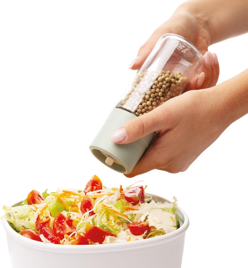 Berghoff Salt Shaker/Pepper Shaker Set 2 Pieces (with Grinder and Shaker Balance, Large Opening, Reusability, Made of Recycled Plastic), Transparent - Image 2