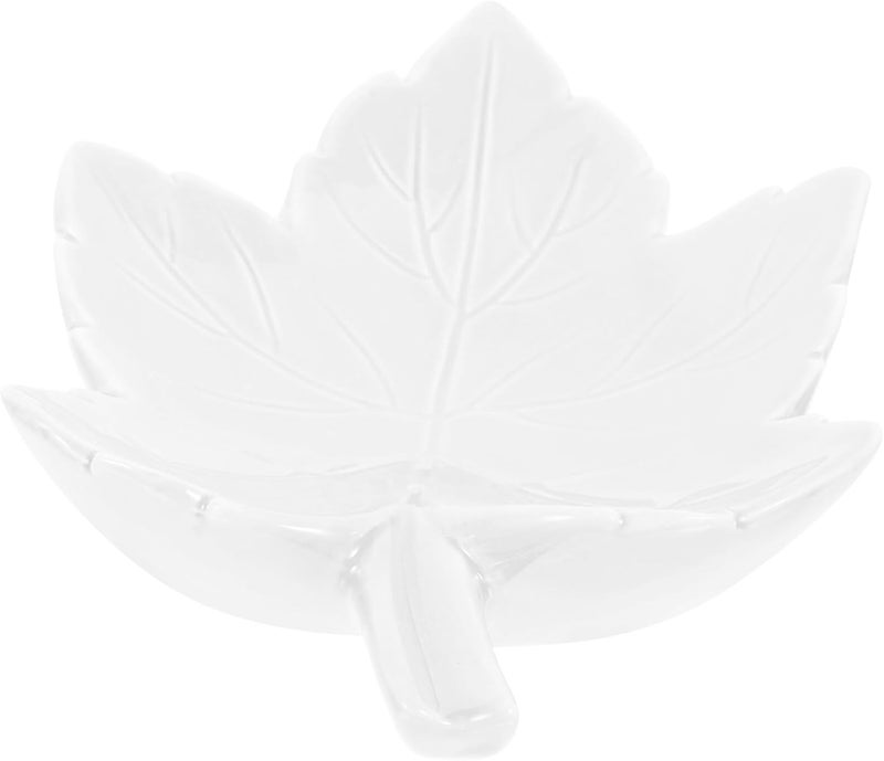 Zerodeko Ceramic Soap Dish with Self Draining Leaf Design White Bar Soap Holder Tray for Bathroom with Drainage Spout Suction Cup Attachment - Image 1