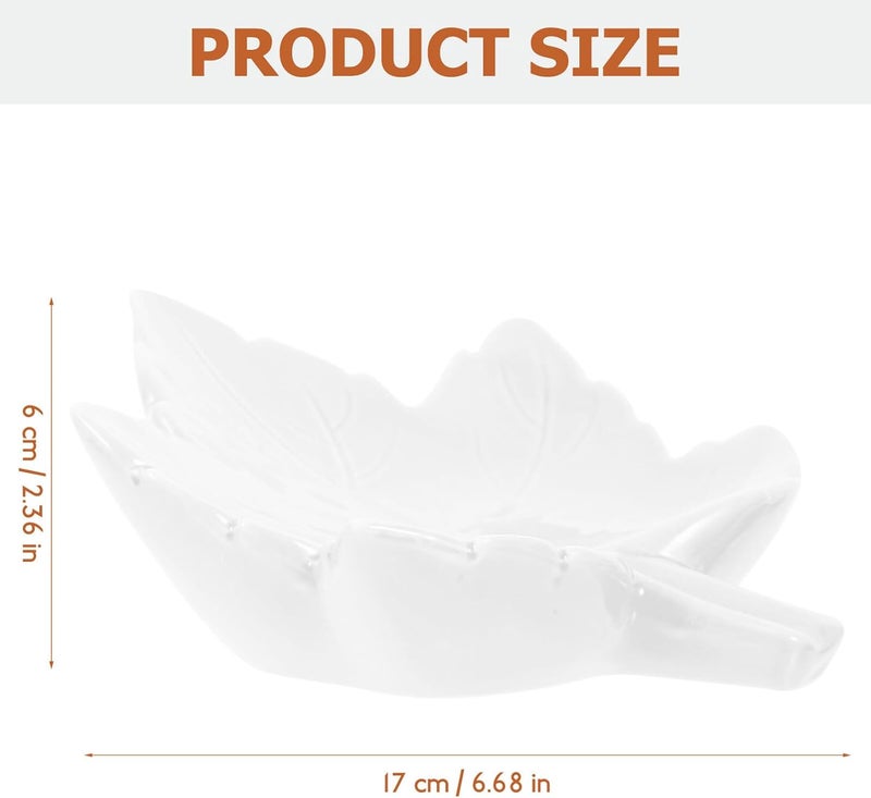 Zerodeko Ceramic Soap Dish with Self Draining Leaf Design White Bar Soap Holder Tray for Bathroom with Drainage Spout Suction Cup Attachment - Image 2