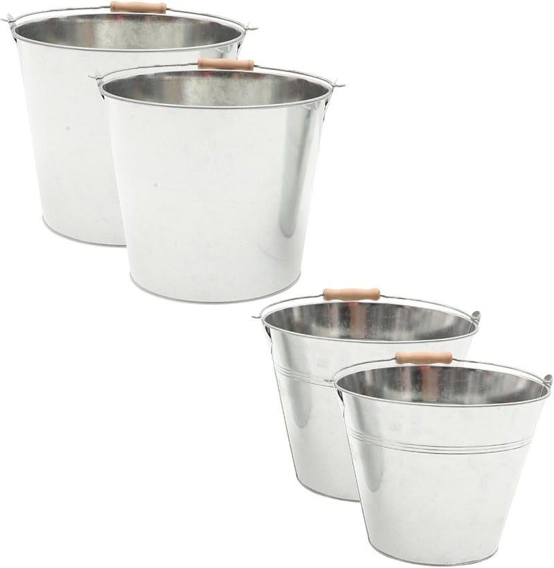 قطعتان من دلاء الرماد الحديدية الثقيلة لموقد النار، حاوية تخزين فحم حفرة النار - Image 1