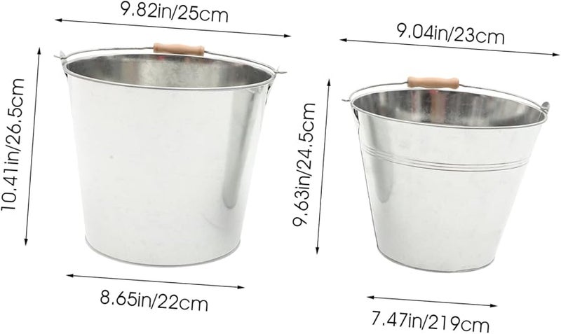 قطعتان من دلاء الرماد الحديدية الثقيلة لموقد النار، حاوية تخزين فحم حفرة النار - Image 3