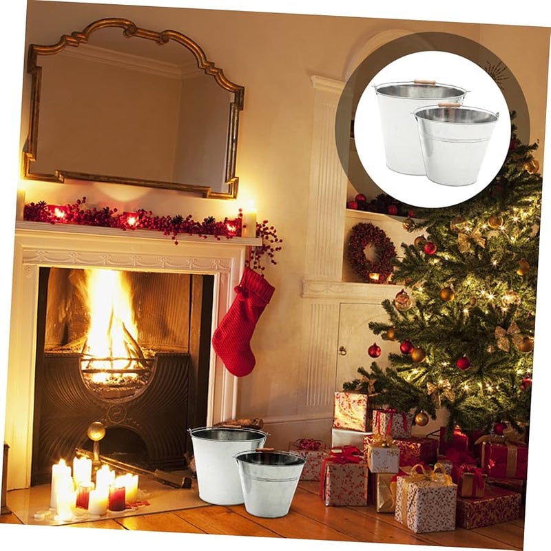 قطعتان من دلاء الرماد الحديدية الثقيلة لموقد النار، حاوية تخزين فحم حفرة النار - Image 5