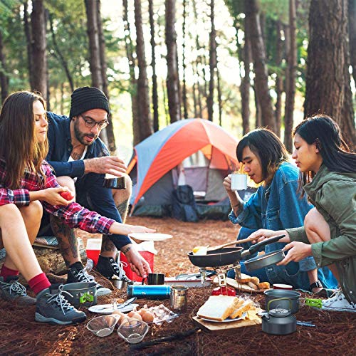 Cluemart Camping kichen Accessories for Outdoor Mess Kit,Cooking Equipment 10 Piece Cookset | Lightweight, Compact, Durable Pot Pan Bowls with Free Folding Spork and Nylon Bag (for 1-2 Person) - Image 5