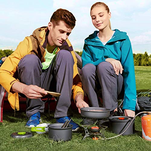Cluemart Camping kichen Accessories for Outdoor Mess Kit,Cooking Equipment 10 Piece Cookset | Lightweight, Compact, Durable Pot Pan Bowls with Free Folding Spork and Nylon Bag (for 1-2 Person) - Image 4