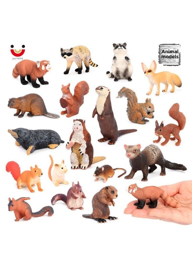 Generic - Simulation Animal Model Squirrel Mole Raccoon Red Panda River Otter Tree Kangaroo Ferret Cognitive Plastic Toy-Color:PL127-2970 Marmot - Image 1