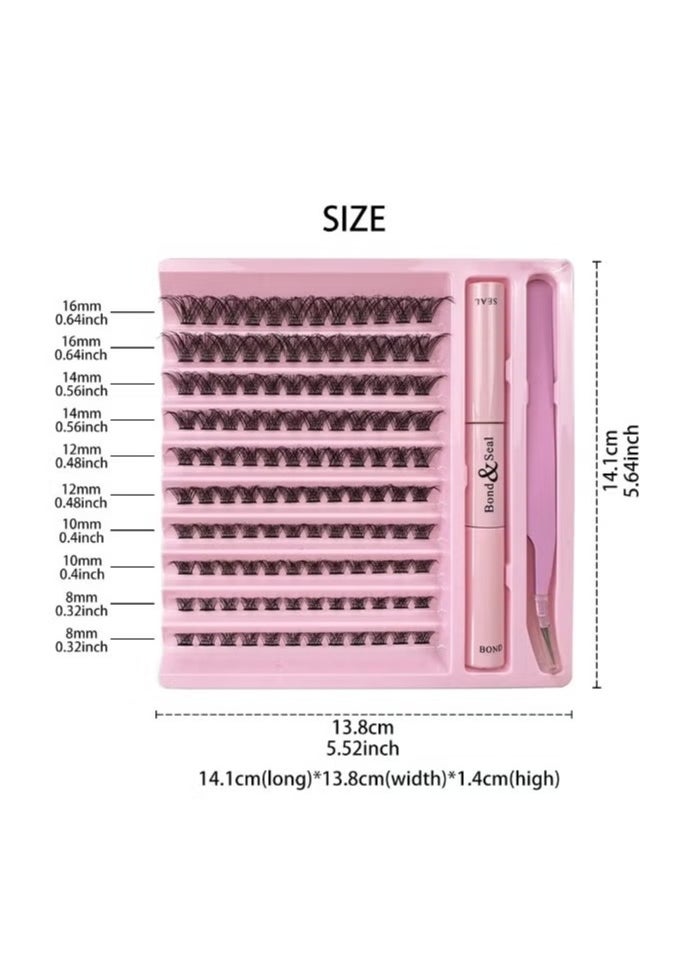 Generic - False Lashes Individual Packs 120 Tufted Lashes DIY Lash Extensions Natural Look Reusable Eyelash Glue Bonding Black Lashes Cluster Lashes 3D Effect Individual False Eyelashes with Eyelash Glue - Image 1