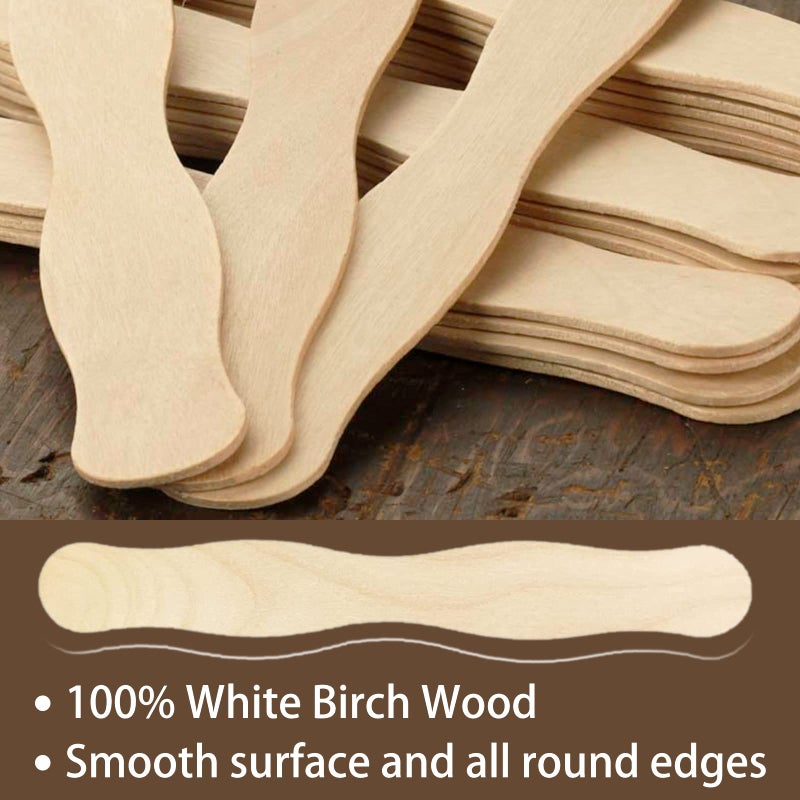 WISYOK 8 inch Craft Sticks, 50 Pack Wood Wavy Sticks, Fan Handles, Large Popsicle Sticks for Crafts, Wedding Programs, DIY Crafting, Painting Mixing - Image 4