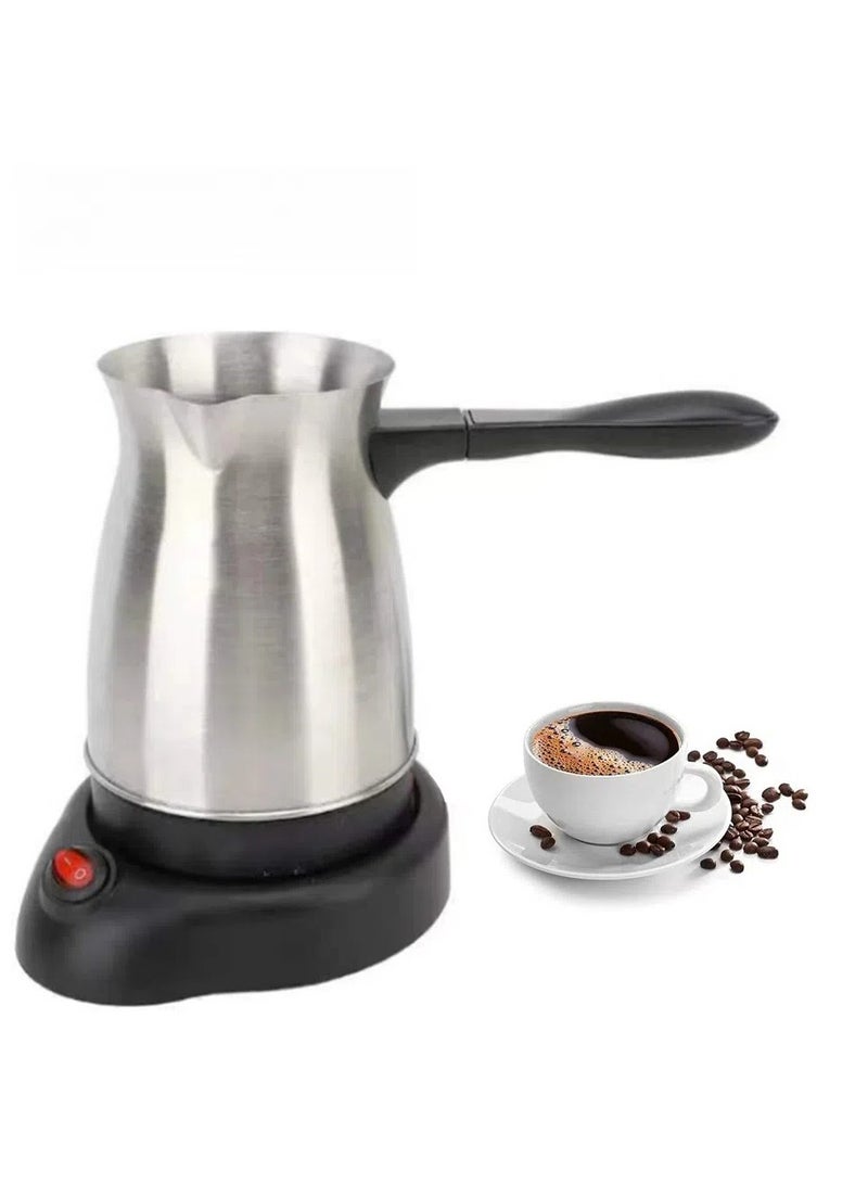 عام إبريق قهوة تركي مصنوع يدويًا من الفولاذ المقاوم للصدأ، إبريق قهوة صغير منزلي أوتوماتيكي التسخين منزليًا، إبريق قهوة محمول معزول للمكتب والسفر والاستخدام المنزلي - Image 1