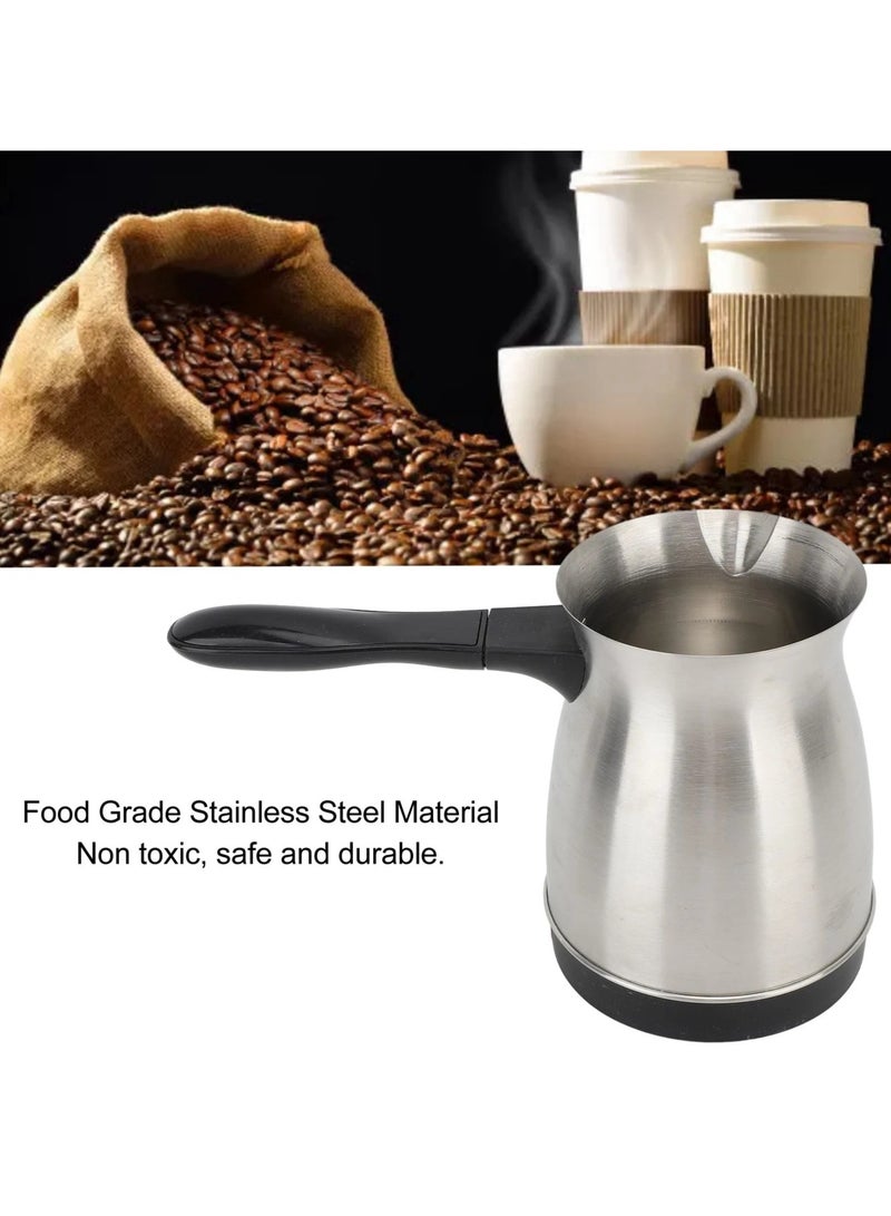 عام إبريق قهوة تركي مصنوع يدويًا من الفولاذ المقاوم للصدأ، إبريق قهوة صغير منزلي أوتوماتيكي التسخين منزليًا، إبريق قهوة محمول معزول للمكتب والسفر والاستخدام المنزلي - Image 3
