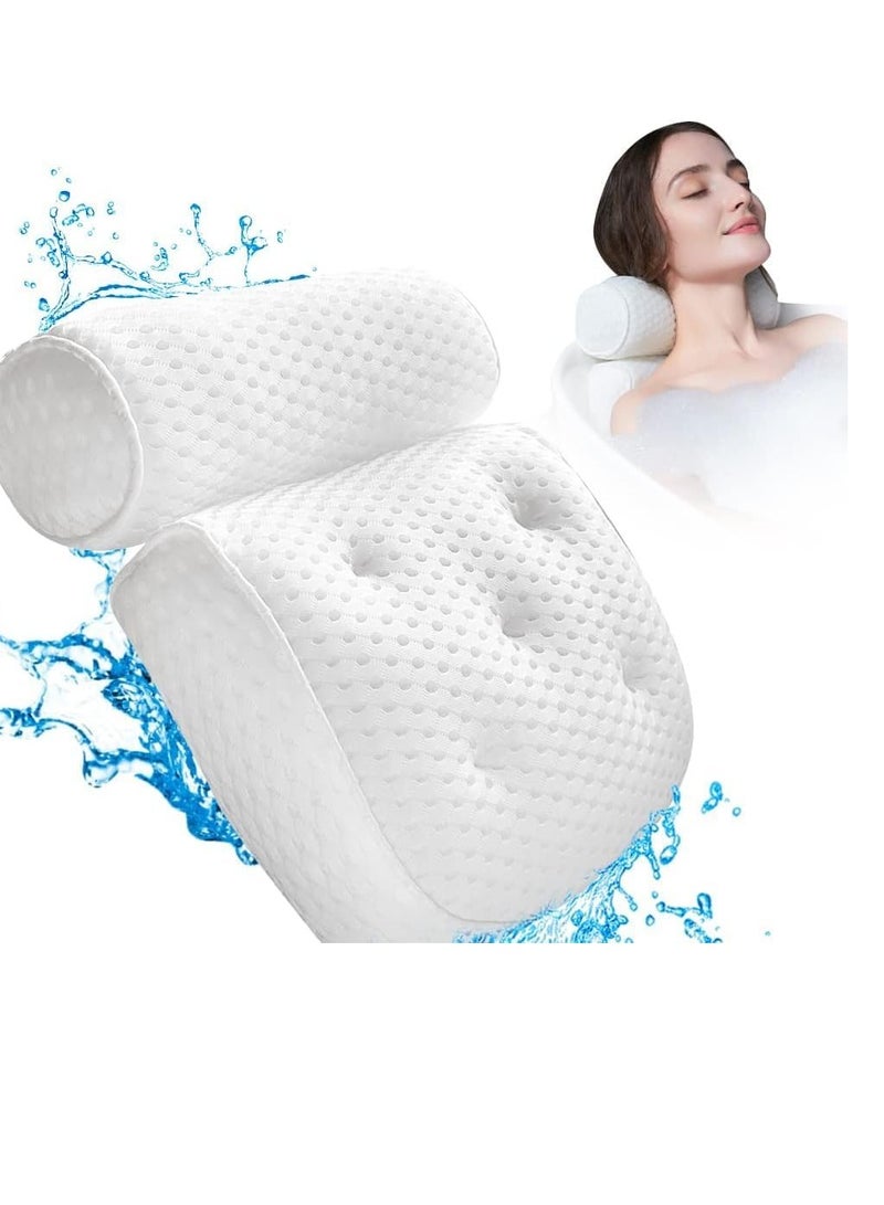 CAICFYIN Bathtub Pillow for Men and Women,Bath Pillows for Tub with 4D Waterproof Air Mesh Material Technology and 7 Non Slip Suction Cups,Bath Pillows for Tub Neck and Back Support  - Image 1