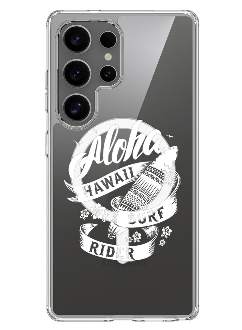 Theodor Magnetic Case for Samsung Galaxy S25 Ultra 6.9-inch Compatible with MagSafe Wireless Charging, Shockproof Phone Bumper Cover Aloha hawaii Surf rider White - Image 1