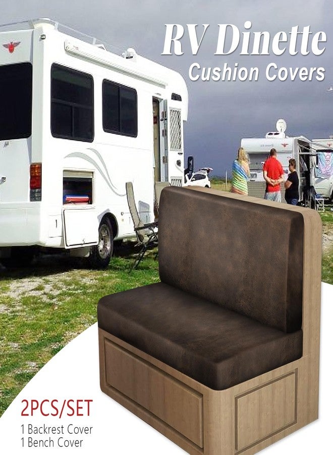 ANARACHON Leather Look RV Dinette Cushion Covers, Stretch Camper Cushion Slipcovers for Travel Trailer Couch RV Booth Seat, Replacement Camper Sofa Chair Protector (1 Backrest Cover & 1 Bench Cover,Brown) - Image 4
