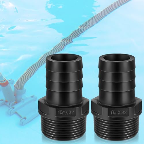 Innconee 2 Pieces Pool PVC Fitting Tube Fitting Adapter Barbed Hose Fittings Barbed x NPT Male for Industrial Tube Portable Water Garden Kitchen Hose Swimming Pool Pump(1-1/4",Black,2 Pcs) - Image 1