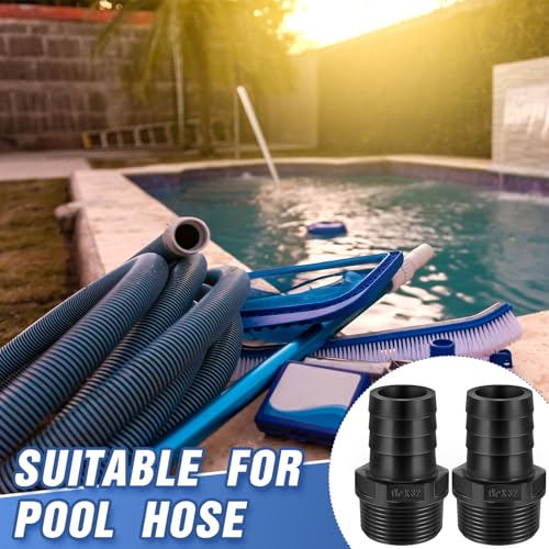 Innconee 2 Pieces Pool PVC Fitting Tube Fitting Adapter Barbed Hose Fittings Barbed x NPT Male for Industrial Tube Portable Water Garden Kitchen Hose Swimming Pool Pump(1-1/4",Black,2 Pcs) - Image 4