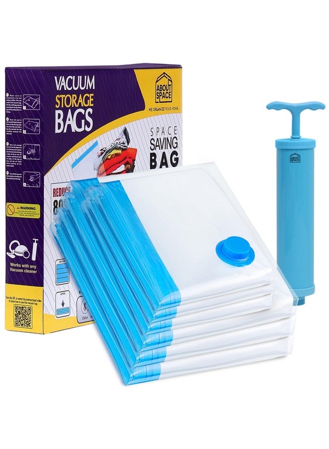 ABOUT SPACE 6 Pack Vacuum Bags (3 Jumbo, 3 Large) Polyamide Polyethylene Airtight Reusable SPACE Saver Compression Storage Bags for Vaccine Sealer Bags with Ziplock for Comforters Blanket, Transparent - Image 1