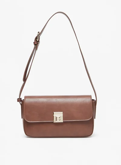 Flora Bella By Shoexpress Women's Solid Shoulder Bag with Adjustable Strap and Flap Closure